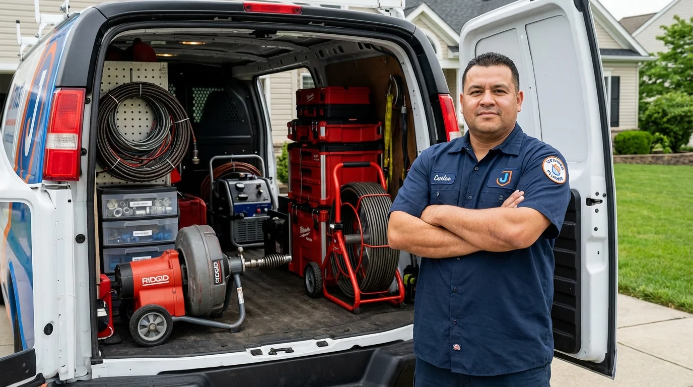 Professional drain cleaning equipment and Johns Plumbing LLC plumber in Dacula