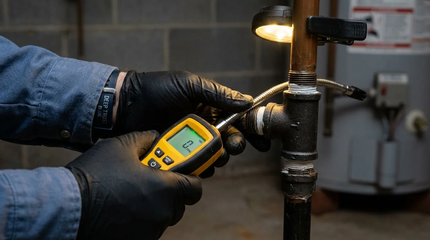 Gas leak detection with electronic sniffer by Johns Plumbing LLC in Dacula