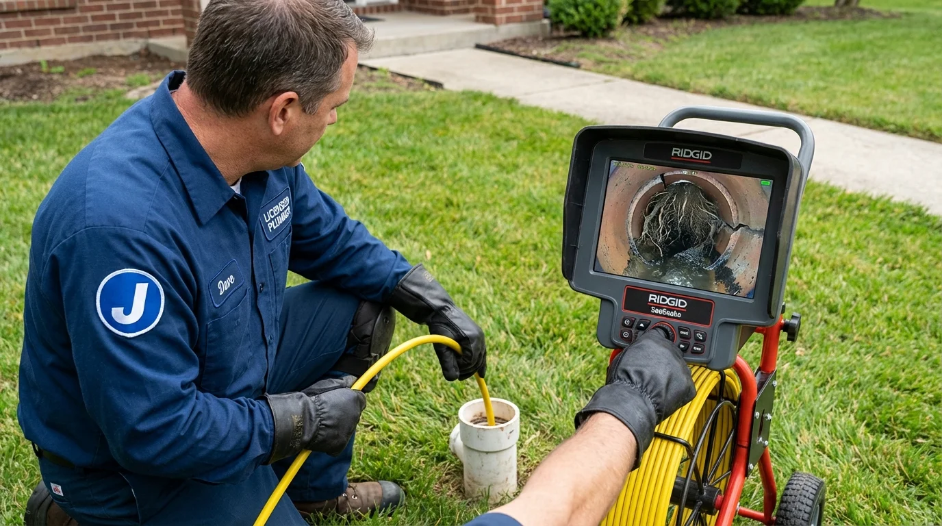 Sewer camera inspection being performed by Johns Plumbing LLC in Dacula