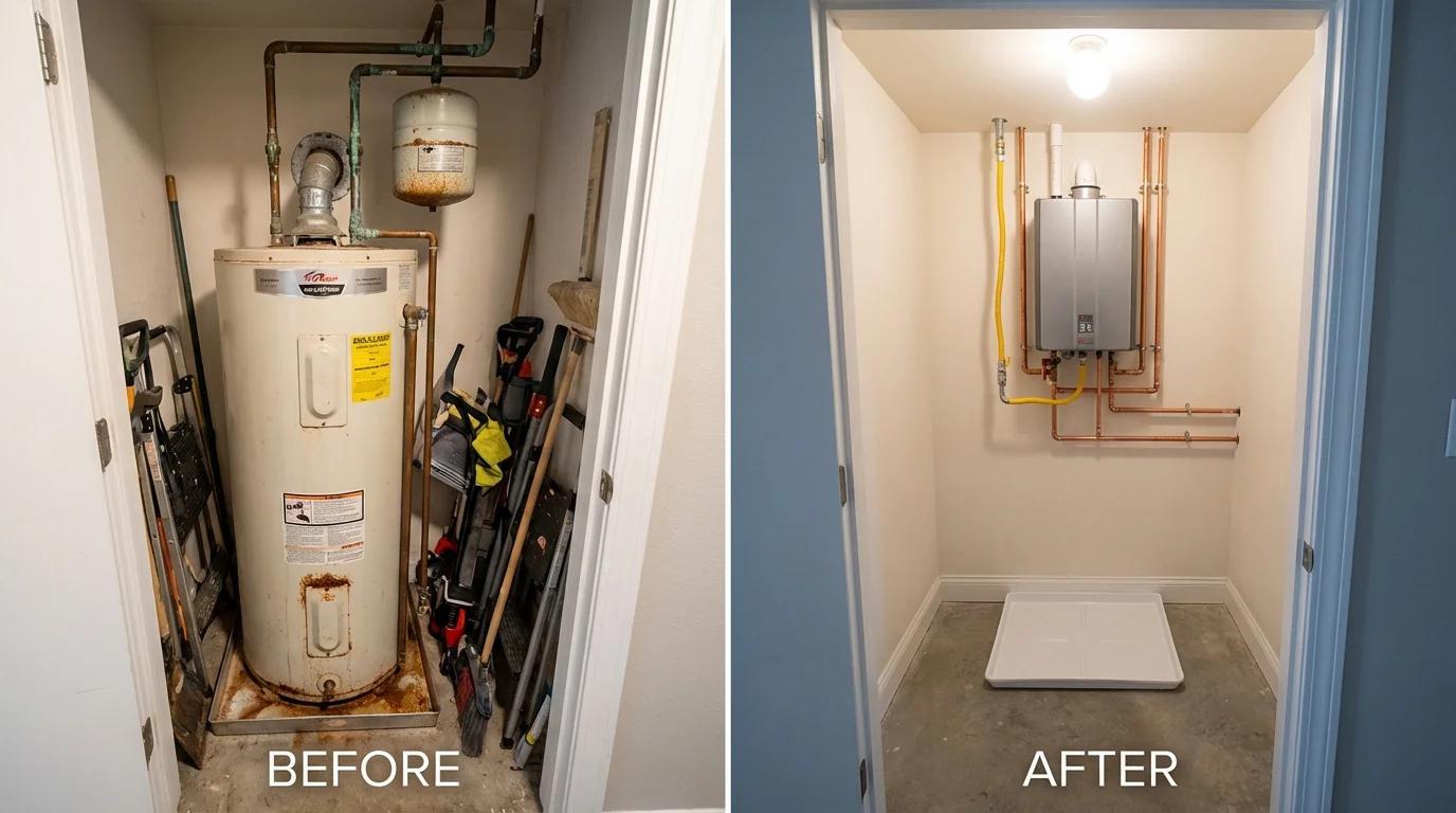 Tank water heater versus wall-mounted tankless unit comparison for Dacula, GA homeowners