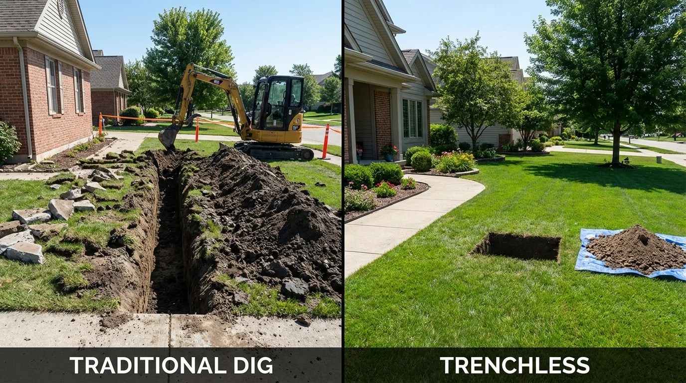 Trenchless sewer repair with minimal yard damage versus traditional excavation in Dacula, GA